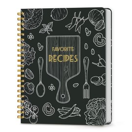 Blank Recipe Notebook to Write in Your Own Recipes, Full Page Sprial Hardcover Personal Recipe Organise, Recipe Journal Hold 140 Recipes (Black) - Color: Blue