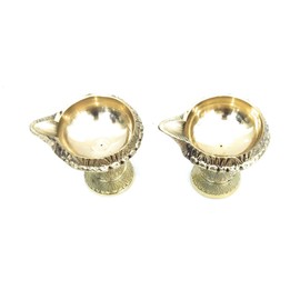 athizay Brass Kuber Diyas for Pooja Pack of 2 Indian Diya Set for Gifting | Home Decor Oil Lamps with Oil Holding Capacity of 50 ml || to be Used with Cotton Wick or roli