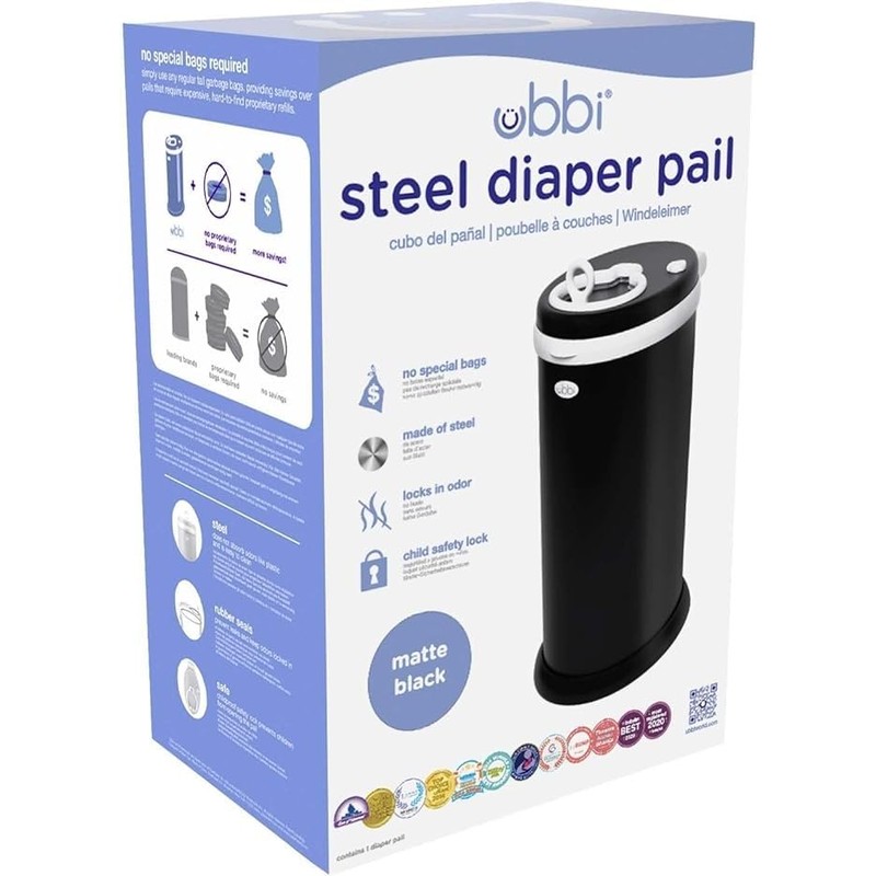 Ubbi Steel Diaper Pail, Odor Locking, No Special Bag Required,