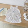 Cantuccistudio Baby Girl Summer White Embroidered Ruffle Sleeveless Top and
