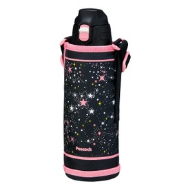 Peacock Thermos Industrial Peacock AJC-F102 PS Water Bottle, 3.3 gal (1 L), Cold Insulated, Vacuum Insulated, One-Touch, Direct Drinking Pouch, Fully Washable, Stainless Steel Bottle, Pink Star