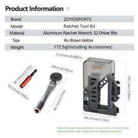 ZOYOSPORTS 12 in 1 Ratchet Screwdriver Set S2 Steel Bits Extension Bar Compact Repair Kit for Bike Electronics Home