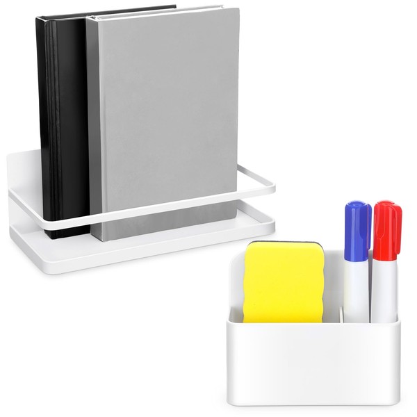 Reallnaive Magnetic Book Shelf with Pen Holder for Whiteboard, Reusable