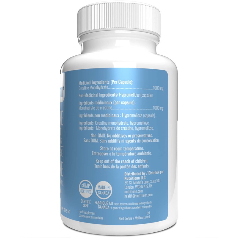 Creatine Monohydrate 1000 mg Capsules by Nutritionn - 3-5 g