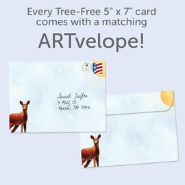 Tree-Free Greetings - Winter Solstice Greeting Cards - Artful Designs - 2 Cards + Matching Envelopes - Made in USA - 100% Recycled Paper - 5"x7" - Peace and Happiness (GT65404)