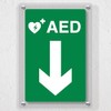 V Safety AED Arrow Down Automated External Defibrillator Acrylic Sign