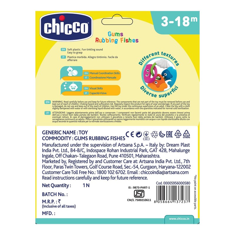 Chicco Baby Senses Sea Creatures Teether rattles (Multicolour, Any gender)