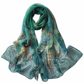 Acotavie Scarfs for Women Lightweight Print Floral Pattern Scarf Fashion Scarves Sunscreen Wraps Shawls (1&Green)