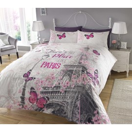 Sleep Down New Paris Romance Duvet Cover & Pillowcase Set Bedding Digital Print Quilt Case Bedding Bedroom Daybed (Single)