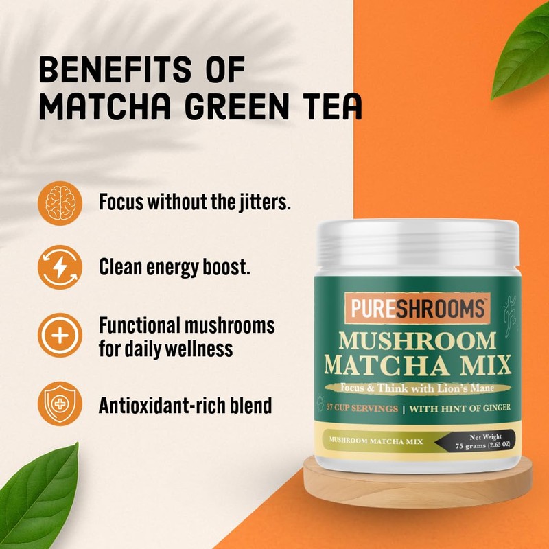 Organic Mushroom Matcha Green Tea Mix - Focus & Think