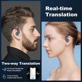 Ai Translation Earbuds Real Time, Simultaneous Interpretation Translator Earbuds, 144 Languages Translatior Headphones,60H Audifonos Traductores Inglés Español, Wireless Bluetooth Earphones