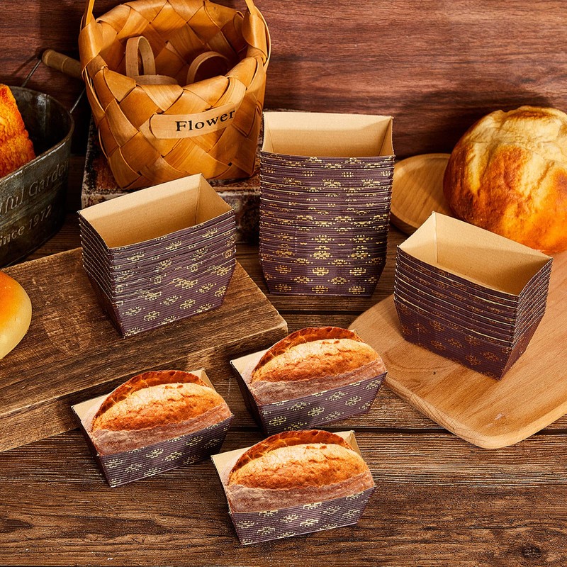 Tessco 60 Pieces Mini Paper Loaf Pans Disposable Rectangle Paper