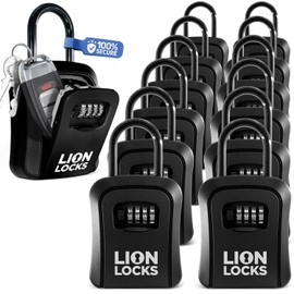 Key Lock Box for Keys with Code (12 Pack) 4 Digit Combination Lockbox for Keys Outdoor, Portable, Waterproof, Realtor Lock Box, Black