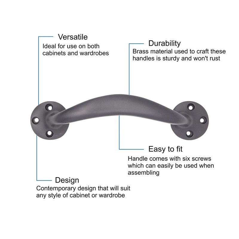 EAI Bow Handles for Cabinets Wardrobes Drawers Black 150mm Pack