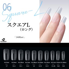 COLORBIRD Nail Tips, Ultra Thin, Long, Clear, 240 Pieces, Sanding, Natural Fit, False Nails (Square L, 240pcs)