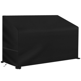 LUSCHEER 2 Seat Garden Bench Covers Waterproof Heavy Duty Oxford Fabric Outdoor Bench Seat Cover Windproof Anti-UV Patio Garden Seat Covers (134x66x66/89cm, Black)