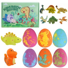 Dewocke 8PCS Bath Bombs for Kids with Surprise Dinosaur Toy Inside, Dino Egg Bath Bombs, Bubble Bath Bombs, Natural Essential Oil SPA Bath Fizzies Set, Large Bath Bombs Gift Set for Boys Girls