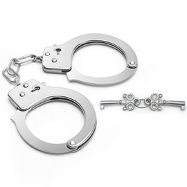 Metal Handcuffs with Keys for Cosplay Police, silver Handcuffs Prop Dress Ball Party Cosplay for Kids