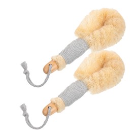 Baluue 2pcs Sisal Fiber Bath Brush Body Brush for Dry Brushing Shower Scrub Brush Handle for Exfoliating Skin Skincare Massage Back Scrubber for Shower Use