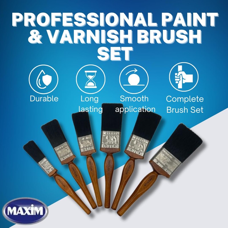 PROFESSIONAL+ 6 Piece Paint & Varnish Brush Set - Premium