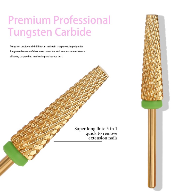 ERUIKA Super Long 5 in 1 Nail Drill Bits,Two Way