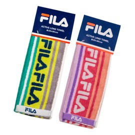 Fila Active Long Towel, 8.7 x 35.4 inches (22 x 90 cm), Set of 2 (Green/Pink), Highly Absorbent, Soft to the Skin, Made of Full Fee Cotton, Ag Fresh (Antibacterial, Deodorized), SEK Blue Mark