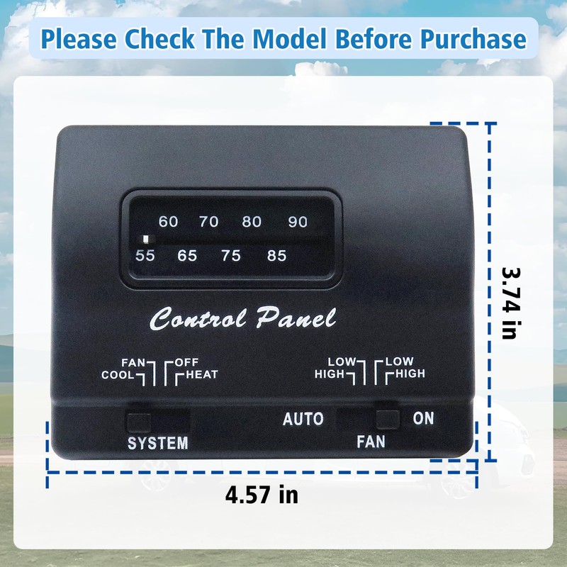 BIPIMIFI 7330F3852 RV Air Conditioner Thermostat, Black, Single Stage Heating/Cooling