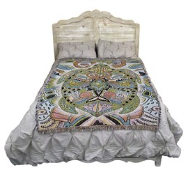 Sea Turtle - Animal Spirits Totem - Sue Coccia - Blanket Throw Woven from Cotton - Made in The USA (72x54)