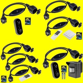 Weatherproof Garden Radio Switch High-Tech Set Suitable for Outdoor Use 3 x Wireless Adapter Plug IP44 Each 1000 W + 12 Channel Mini Wireless Remote Control IP20 Easy Installation (PC-SET-48 | Bottom