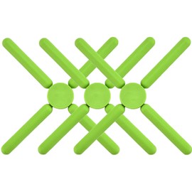 3/Pack Foldable Silicone Trivets, FENGCHEN Folding Trivets, Non-Slip Collapsible Cross Compact Design Expandable Silicone Pot Holder,Green