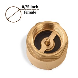 One Way Check Valve 3/4" Female Backflow Preventer, Check Valve NPT Female Thread Brass Float Reinforced 0.75 inches