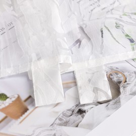 HeichkelL Ausbrenner Scheibengardine Transparent Kurzstores mit Schlaufen Voile Küche Gardine Zweigemuster Weiß HxB 60x90cm