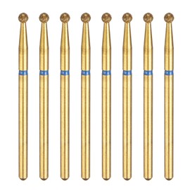 sourcing map 8pcs 120-140 Grits Diamond Grinding Bit 2.5mm Ball Head 2.35mm Shank 2.5mm Length Titanium Plated Stone Sanding Drill Bits Rotary Tool for Nails Grinding Polishing, Blue