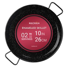 Machika Enameled Steel Skillet, Non Stick Paella Pan, Perfect for Camping and Outdoor Cooking, Rust Proof Coating 2 servings|10 inches