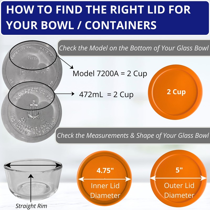 2, 4 & 7 Cup Orange, Yellow, Blue Replacement Lids/Covers