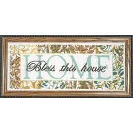 Tobin 14 Count Bless This House Counted Cross Stitch Kit, 7 by 18-Inch