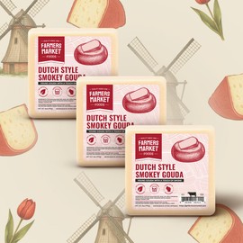Farmers Market, Gluten Free, Keto, Paleo, Low Sodium, Zero Sugar, Wisconsin Cheese Gift Sets, 3-Pack, Dutch Style Smokey Gouda