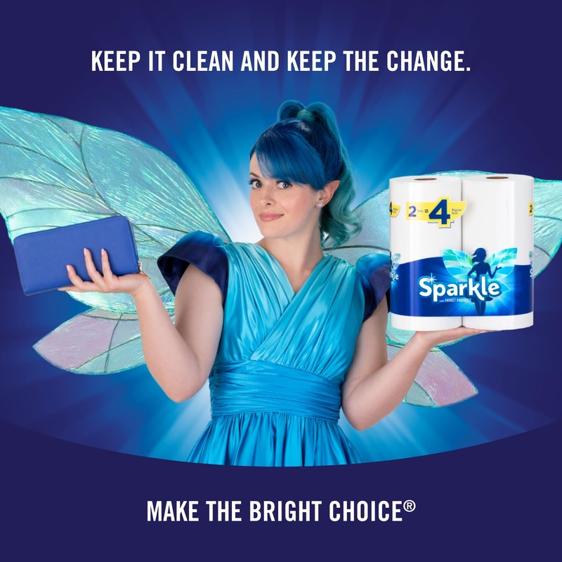 Sparkle Pick-A-Size Paper Towels, Spirited Print Design, 6 Double Rolls