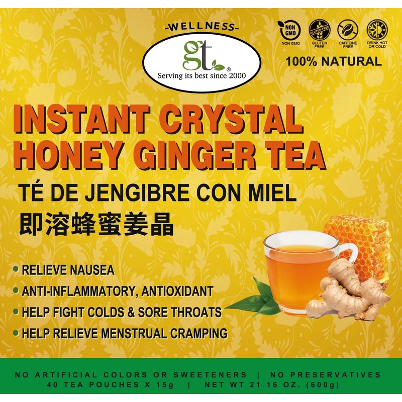 GT Instant Crystal Honey Ginger Tea Care Package, 21.18 Ounce
