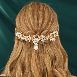 Yean Gold Crystal Headband Flower Bridal Hair Band Rhinestone Celtic God Hair Accessories for Women and Girls