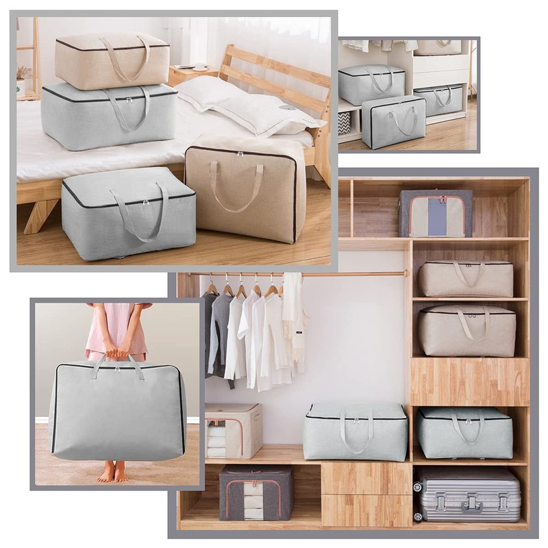 2-Pack Heavy Duty Canvas Cotton Storage Bags for King/Queen Duvets