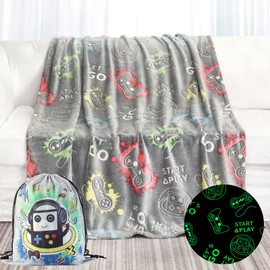 Anowpo Glow in The Dark Blanket Game Controller Gifts for Boys,Soft Kids Throw Gamer Blanket 3 4 5 6 7 8 9 10 11 12 Year Old Boy Gifts,Gifts for Boys 8-12,Christmas Thanksgiving Birthday Gifts,50"x60"