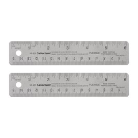 sourcing map 2 x stainless steel rulers with anti-slip back 15 cm / 6 inches and metric metal ruler