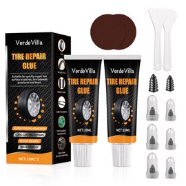 Tire Repair Glue, 30ml*2 Tire Sidewall Repair Kit Black Rubber Cement Kit Two Sizes Nail, Repair Car Truck Motorcycle Tractor Mower ATV