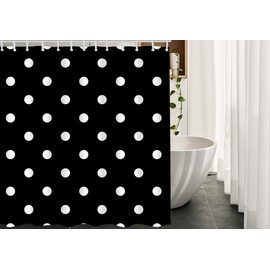 Moslion Polka Dot Shower Curtains Vintage Black White Spot Doodle Polka Dot Bathroom Shower Curtain Set Home Decorative Waterproof Polyester Fabric with Hooks 72x72 Inch