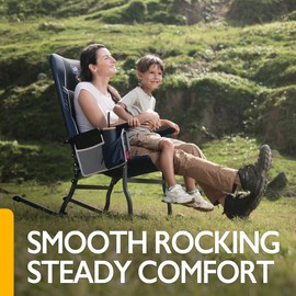 Camphor Designs Oversized Folding Rocking Chair | Padded Outdoor Rocker with High Back, Portable & Heavy-Duty | for Patio, Garden, Lawn, Porch, Backyard, Pool | 450 lbs Capacity
