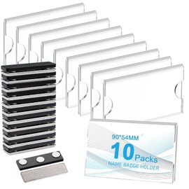 Magnetic Name Badges 90 x 54 mm Horizontal ID Card Holder DIY Magnetic Name Tags Clear Acrylic Sign Display Holder Printable Name Label for School Colleges Corporate Event Jacket Lapel Shirt