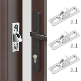 ZIUZI 4 Pcs Sliding Door Keepers, Zinc Alloy Sliding Glass Door Locks Latch with Mounting Screws for Patio, Balcony & Interior Doors (Silver)