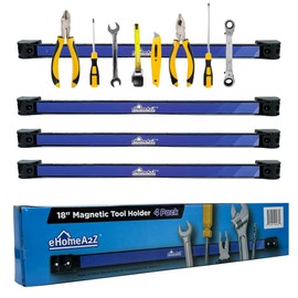 EHOMEA2Z Magnetic Tool Holder (4 Pack) Heavy-Duty Rack, 18 Inch, Wall Mounted, Garage & Shop Organizer, Gifts for Men