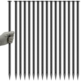 Rebar Spikes 16 Inch 8 Pack, 1/2 Inch Diameter Heavy Duty Rebar Ground Stakes, Galvanized Anchoring Spikes for Speed Bump, Landscape, Parking Curb, Handicap Ramp and Tent